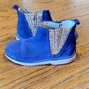 Girls' ChildrenChic Navy & Glitter Suede Chelsea Boot